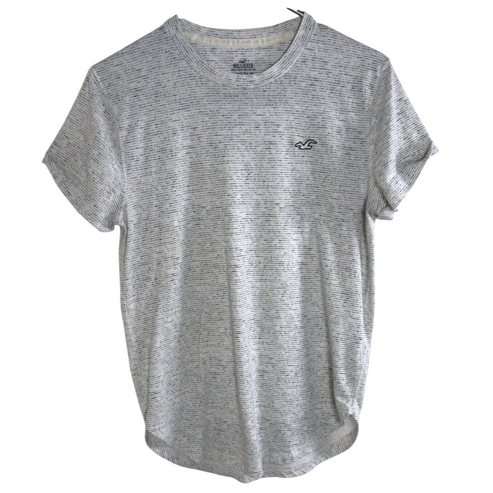 Hollister Junior Men's T-Shirt Gray XS Curved Hem Logo Casual Basic Tee